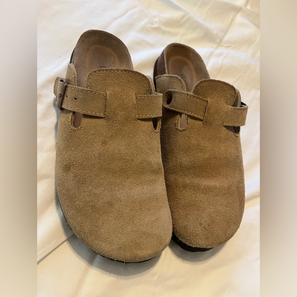 Tan Suede Slip-On Shoes